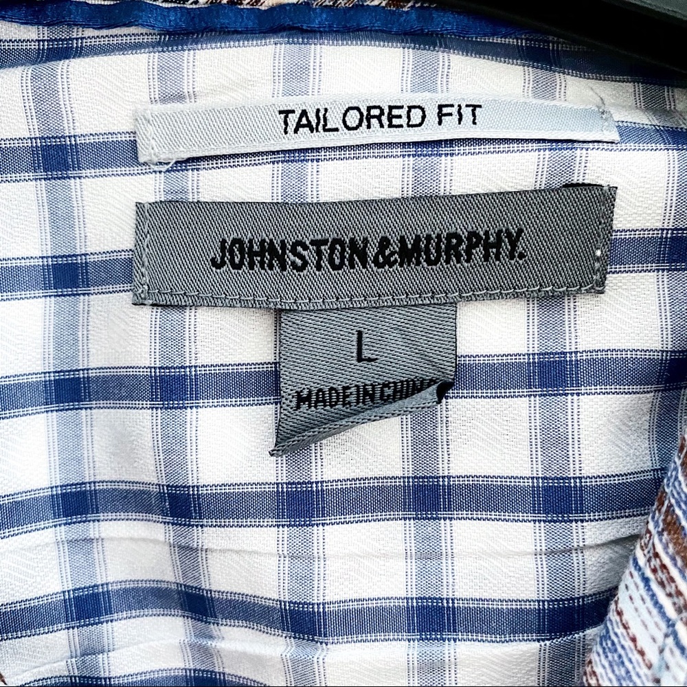 Johnston & Murphy | Men’s Blue Checkered Tailored Dress Shirt - Picture 2 of 2